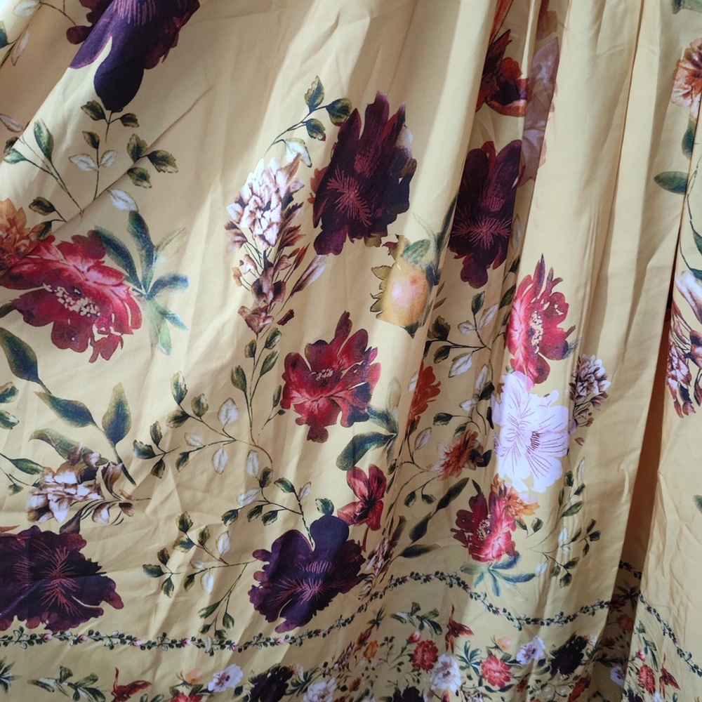 Zimmermann Yellow Floral Midi Dress with Red and White Blooms - Picture 5 of 7